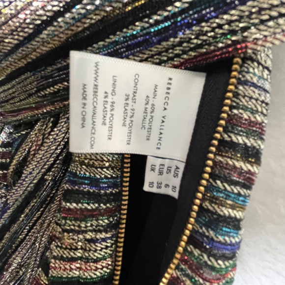 Rebecca Vallence Bellagio Strapless Lame Metallic Flared-Leg Jumpsuit. Sz 6 - Picture 6 of 10